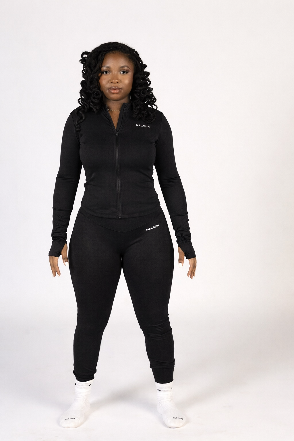 BLACK SCULPT ZIP UP JACKET