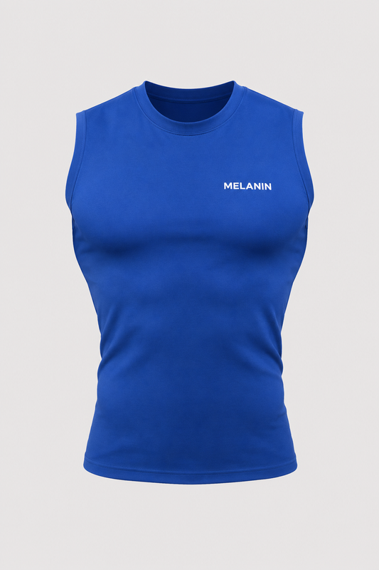 BLUE BLACK SLEEVELESS SHIRT