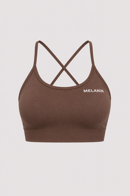BROWN CRISS CROSS BACK SPORTS BRA
