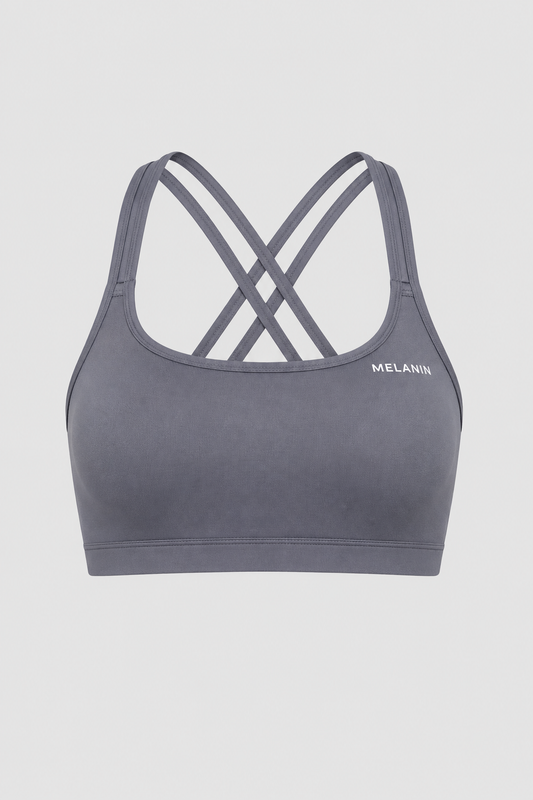 GREY CRISS CROSS BACK SPORTS BRA