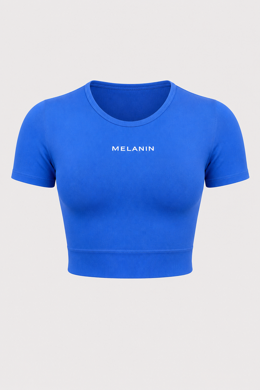 BLUE SEAMLESS CROP TOP SHIRT