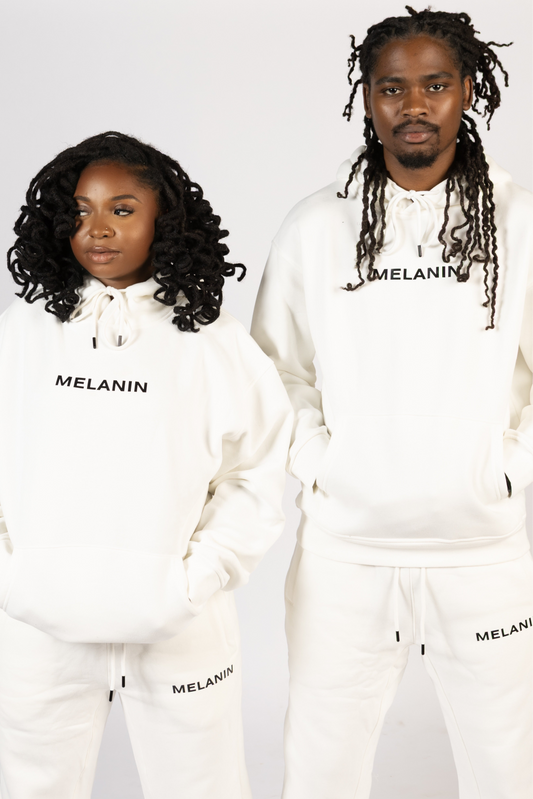 WHITE HOODIE AND SWEATPANTS