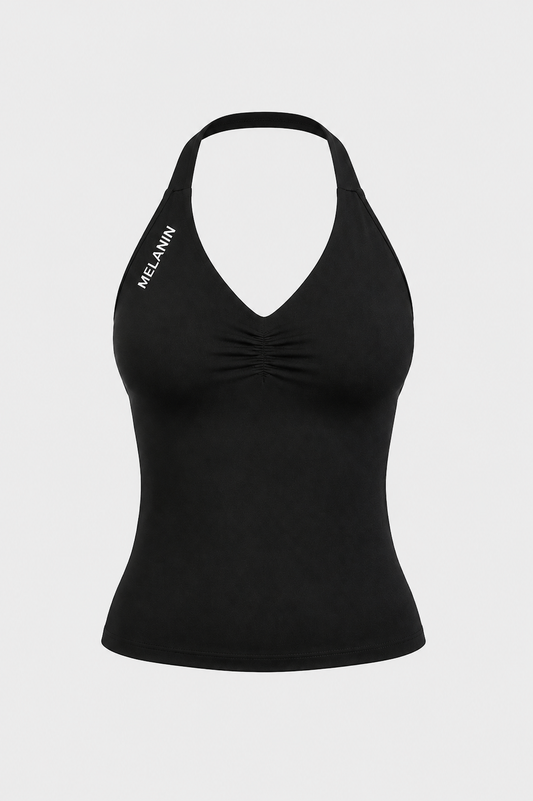 BLACK HALTER TOP