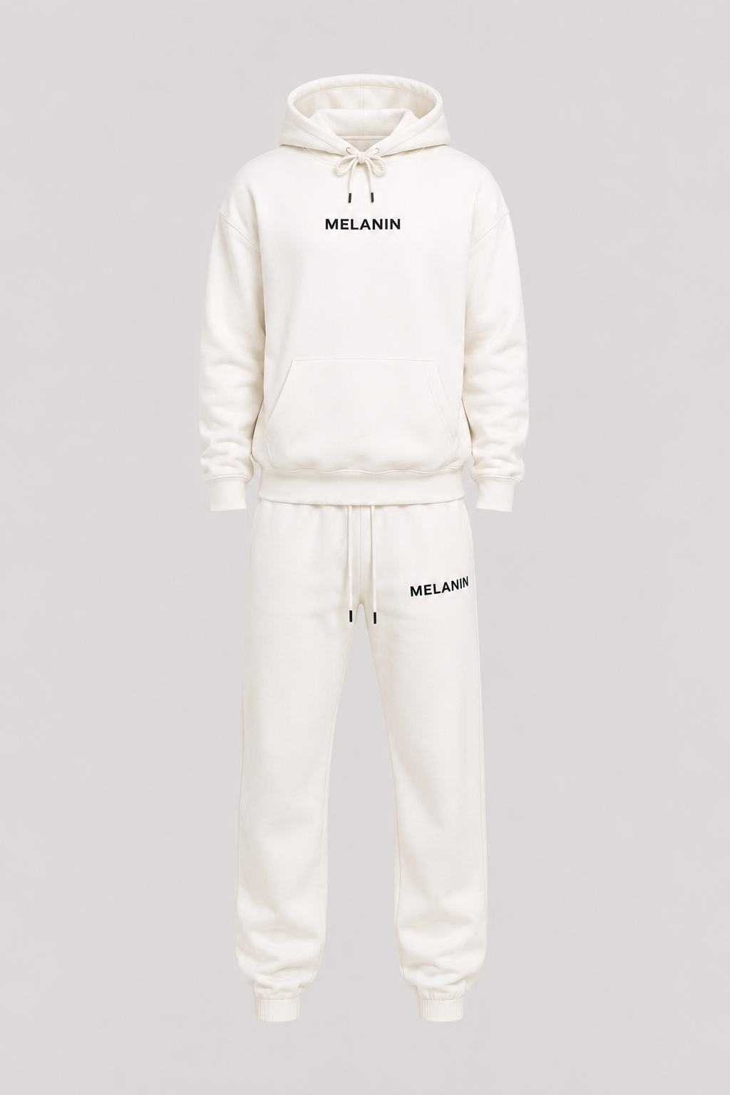 WHITE HOODIE AND SWEATPANTS