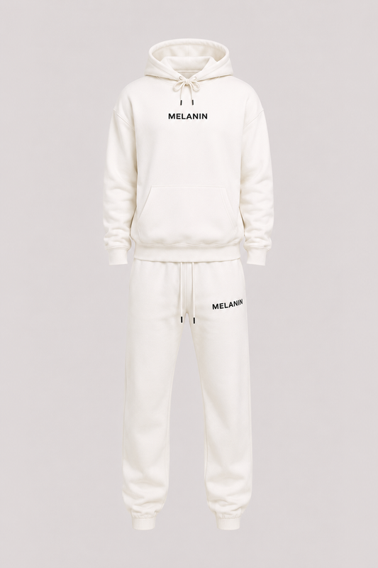 WHITE HOODIE AND SWEATPANTS
