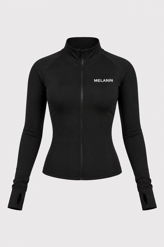 BLACK SCULPT ZIP UP JACKET