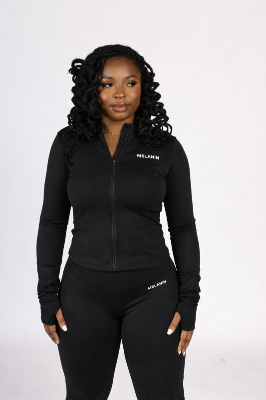 BLACK SCULPT ZIP UP JACKET